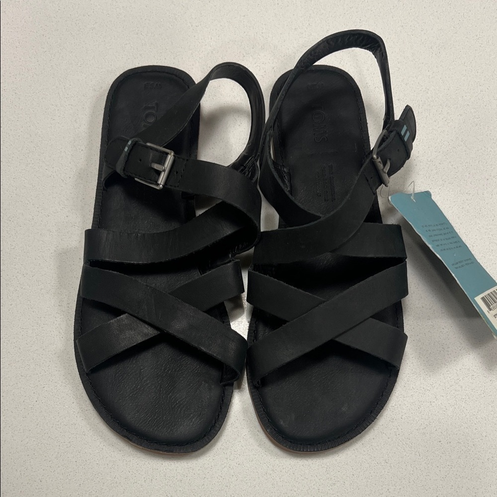 Toms Black Strappy Sandals